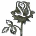 Floristik24 Kovový cvoček růžově stříbrná šedá, bílý praný kov 20cm × 8cm 12ks