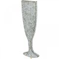 Floristik24 Silvestrovská dekorace sklenice na šampaňské stříbrná květinová zátka 9cm 18ks