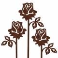 Floristik24 Kovová zátka růže patina kov 20cm × 11,5cm 8ks