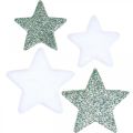 Floristik24 Bodová dekorace Vánoční rozptýlené hvězdy zelená bílá Ø4/5cm 40ks
