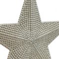 Floristik24 Hvězda stříbrná na zavěšení 11cm L19cm 6ks