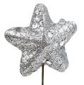 Floristik24 Hvězda s třpytkami stříbrná 3,5cm 12ks
