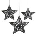 Floristik24 Vánoční hvězda s ornamenty stříbrná šedá tříděná 8cm - 12cm 9ks