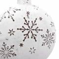 Floristik24 Dekorativní závěs hvězda a vánoční koule se sněhovými vločkami kovový bílý Ø9,5 / 7,6 cm H10 / 9,2 cm 4ks