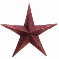 Floristik24 Třpytivá hvězda na zavěšení Burgundsko Ø30cm