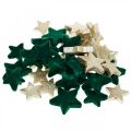 Floristik24 Hvězdicové posypy mix zelené a zlaté vánoční 4cm/5cm 40p