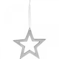 Floristik24 Hvězda na zavěšení stříbrná hliníková vánoční dekorace 15,5×15cm