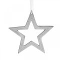 Floristik24 Hvězda na zavěšení stříbrná hliníková vánoční dekorace 15,5×15cm