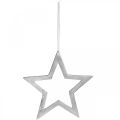 Floristik24 Ozdobná hvězda na zavěšení stříbrná hliníková dekorace na dveře Ø28cm