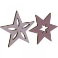 Floristik24 Deco dřevěné hvězdy fialové vánoční hvězdy samolepící 4cm mix 36ks