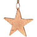 Floristik24 Měděná hvězda na zavěšení, ozdoba na vánoční stromeček, kovové přívěsky 8×9cm 2ks