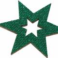 Floristik24 Sypaná dekorace hvězda zelená 3-5cm 48ks