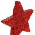 Floristik24 Dekorace na rozptyl hvězda s třpytkami 6,5cm červená 36ks