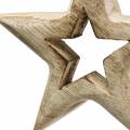 Floristik24 Dřevěné hvězdičky na zavěšení Mango dřevo 10,5–11,5 cm 8ks
