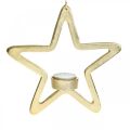 Floristik24 Dekorativní svícen na čajovou svíčku hvězda na zavěšení kovový zlatý 20cm
