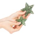 Sada ozdobných hvězd z drátu zelené barvy, dvě velikosti, 10 cm, 12 kusů | Floristik24.cz