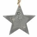 Floristik24 Vánoční hvězdy na zavěšení z betonu šedostříbrná 11,5cm 3ks