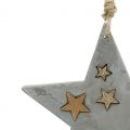 Floristik24 Vánoční hvězdy na zavěšení z betonu šedo-zlatá 11,5cm 3ks