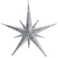 Floristik24 Třpytivá hvězda na zavěšení stříbrná 13cm 12ks