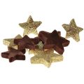 Floristik24 Hvězdičky rozptýlená dekorace mix hnědé a zlaté vánoční dekorace 4cm/5cm 40ks