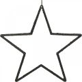 Floristik24 Vánoční dekorace přívěsek hvězda černý třpyt 17,5cm 9ks