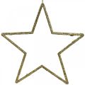 Floristik24 Vánoční dekorace přívěsek hvězda zlatý třpyt 17,5cm 9ks