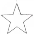 Floristik24 Vánoční dekorace přívěsek hvězda stříbrný třpyt 17,5cm 9ks