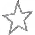 Floristik24 Vánoční dekorace přívěsek hvězda stříbrný třpyt 7,5cm 40p