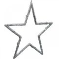 Floristik24 Hvězda na zavěšení, vánoční ozdoby na stromeček, dekorace hvězda stříbrná 11,5 × 12 cm 12ks