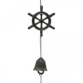Floristik24 Vintage ozdobný zvonek na volant přívěsu, zvonek litinový L50cm
