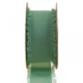Floristik24 Látková stuha dekorační stuha s třásněmi šalvějově zelená 40mm 15m