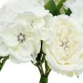 Floristik24 Dekorativní kytice bílá s perličkami a kamínky 29cm