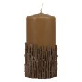Floristik24 Sloupová svíčková větve dekor svíčka hnědá karamelová 150/70mm 1ks