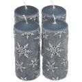 Floristik24 Pilířové svíčky modré svíčky sněhové vločky 150/65mm 4ks