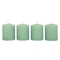 Floristik24 Pilířové svíčky zelené smaragdové drážkované svíčky 70/90mm 4ks