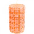 Floristik24 Rustikální svíčky, sloupové svíčky košový vzor, oranžové voskové svíčky 110/65 2ks