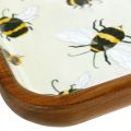 Floristik24 Deko podnos dřevěný hranatý včelí letní dekorační podnos 35×23,5×2cm