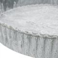 Floristik24 Dekorativní talíř dortová forma, kovová dekorace, kulatý podnos na svíčku, bílá praná Ø21,5cm V4,5cm