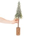 Umělá jedle, ledová úprava, s dřevěným podstavcem, zimní dekorace, 60 cm | Floristik24.cz