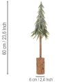 Umělá jedle, ledová úprava, s dřevěným podstavcem, zimní dekorace, 60 cm | Floristik24.cz