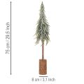 Umělá jedle, ledová, dekorativní stromeček na dřevěném podstavci pro zimní dekoraci a Vánoce, 75 cm | Floristik24.cz