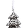Floristik24 Vánoční stromeček stříbrný 6,5cm k zavěšení 6ks