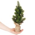 Umělý vánoční stromeček v jutovém pytli, malá dekorace na stůl, mini vánoční stromeček, 38 cm | Floristik24.cz