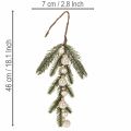 Umělá jedlová větvička s bílými mini vánočními ozdobami, 46 cm, 2 kusy | Floristik24.cz