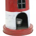 Floristik24 Čajová svíčková kovová dekorace námořní červená, bílá Ø14cm V41cm