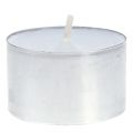 Floristik24 Čajové svíčky 75 kusů bílé v hliníkové misce doba hoření 8 hodin