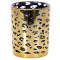 Floristik24 Skleněný stojánek na čajové svíčky s leopardím vzorem na dekoraci stolu, 12 cm