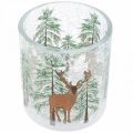 Floristik24 Stojan na čajovou svíčku skleněný Christmas Crackle sklenice na čajovou svíčku V10cm