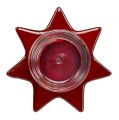 Floristik24 Stojan na čajovou svíčku ve tvaru červené hvězdy se sklem Ø10cm V10,5cm 2ks
