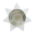Floristik24 Svícen na čajovou svíčku bílý tvar hvězdy se sklem Ø10cm V10,5cm 2ks